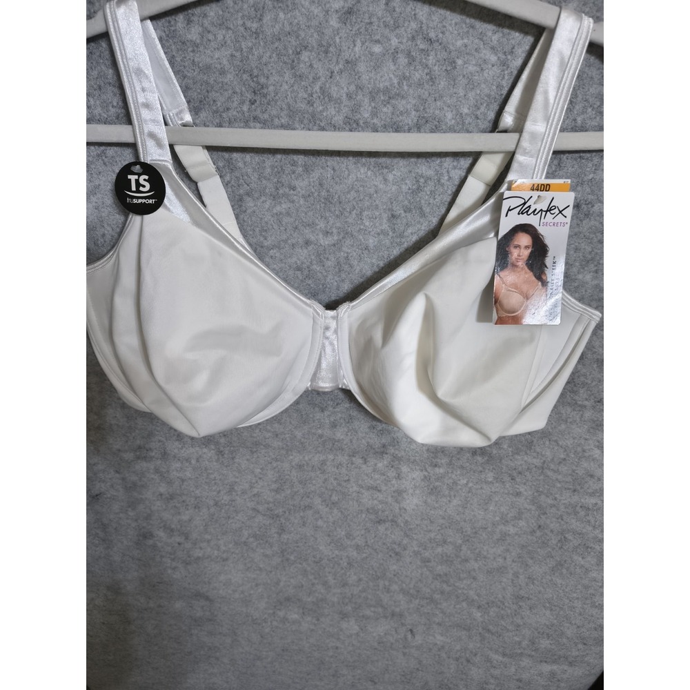 Bra Playtex Secret 44D NWT Sleek Back Smoothing Underwire White 5675 ..READ